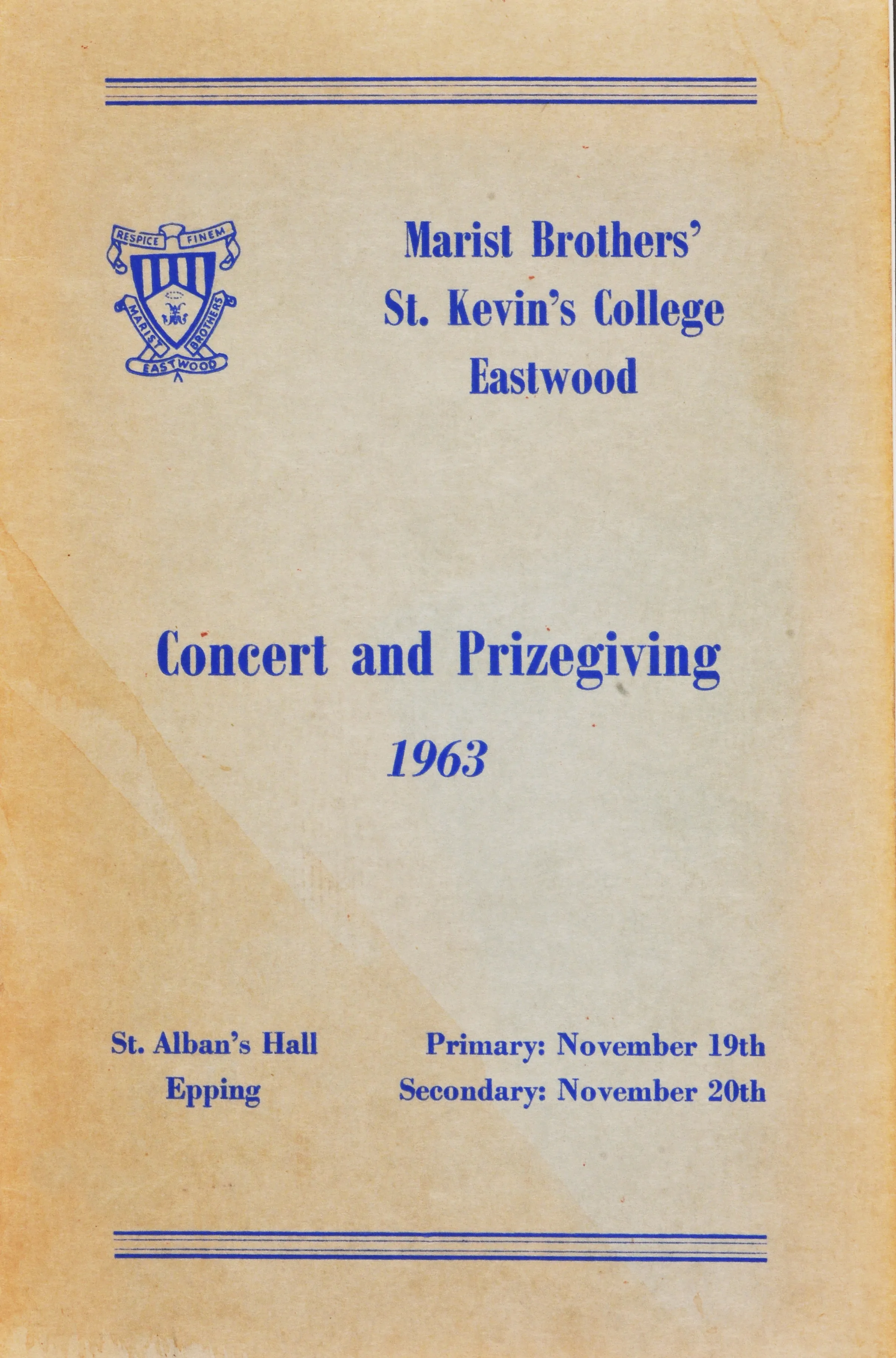 Concert and Prizegiving programme, 1963